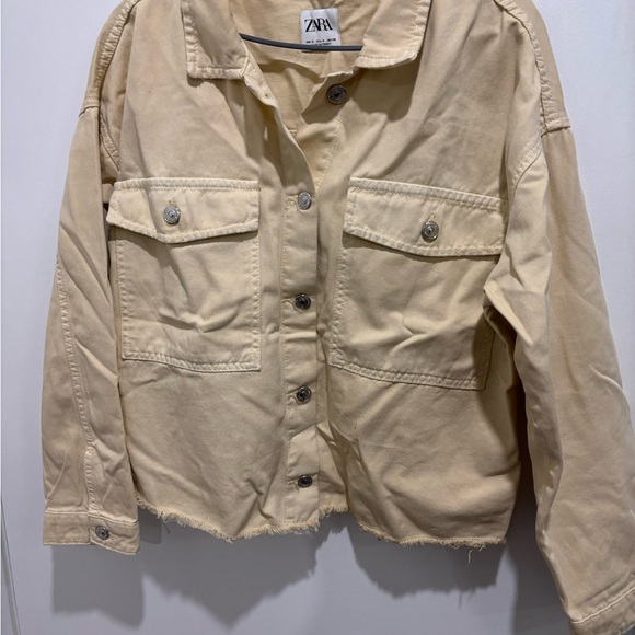 ZARA Cream Utility Button-Front Jacket - Picture 2 of 5